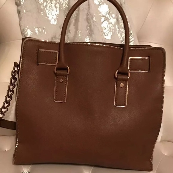 Michael Kors Hamilton Specchio Luggage Gold Trim Handbag Tote - Picture 5 of 9